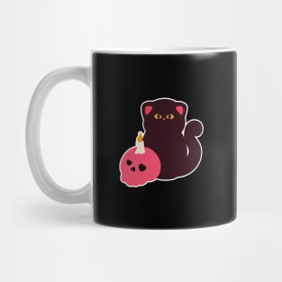 Black Cat with Pink Skull Mug